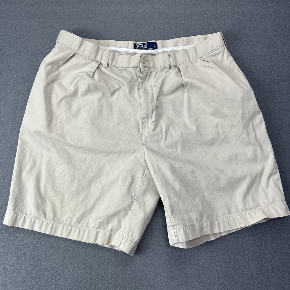 Polo Ralph Lauren Tyler Shorts Mens 38 Tan Khaki Pleated Classic Chino Cotton